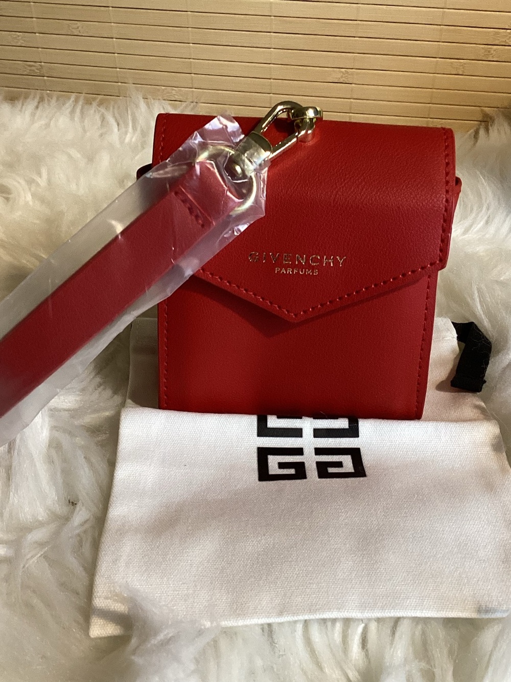 Givenchy Red Leather wristlet Bag - gift bag